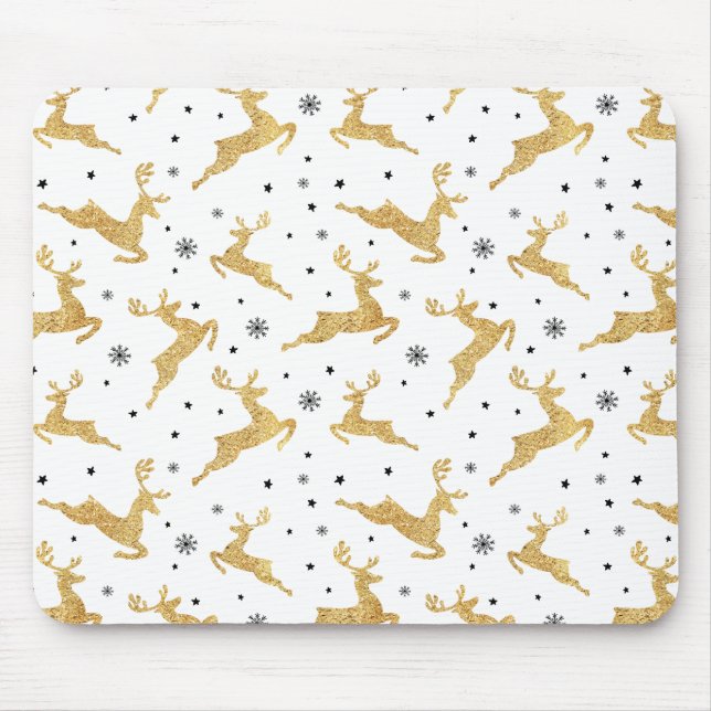 Gold Reindeers Mouse Pad (Front)