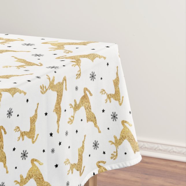 Gold Reindeers Tablecloth (In Situ)