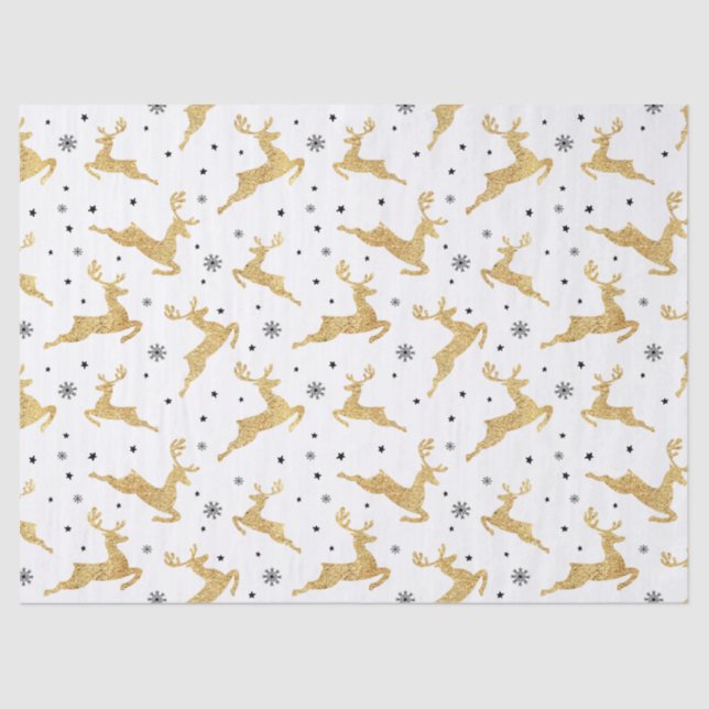 Gold Reindeers Tissue Paper (Front)