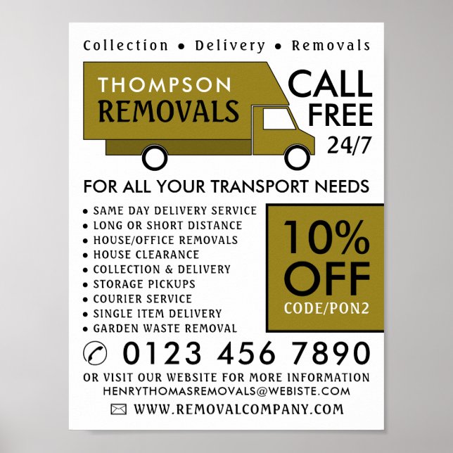 Gold Removal Van, Removal Company Advertising Poster (Front)