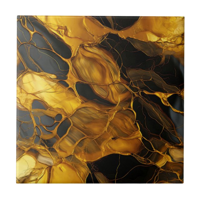 Gold Resin Art Ceramic Tile (Front)