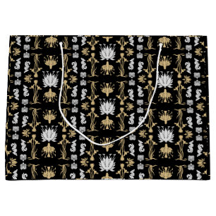 Gold Retro Art Nouveau Print Large Gift Bag