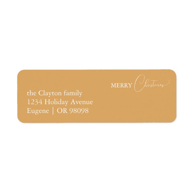 Gold Retro Boho Minimalist Christmas Address (Front)