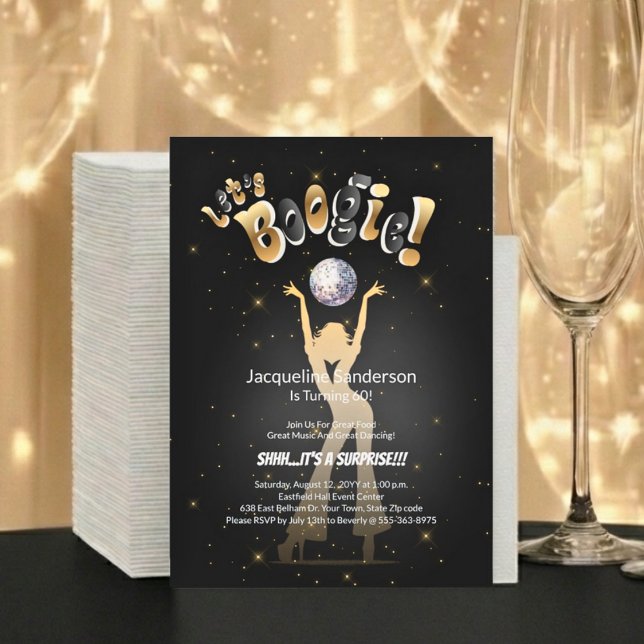 Gold Retro Boogie 60th Birthday Party Invitation (Creator Uploaded)