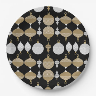 Gold Retro Christmas Decorative Ball Paper Plate
