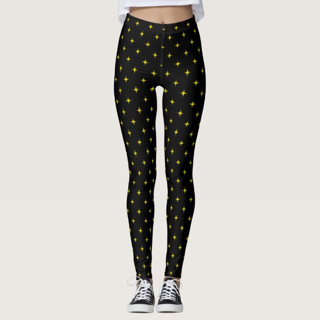 Gold Retro Stars Leggings (Front)