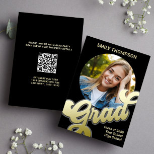 Gold Retro Typography Graduation Party Invitation