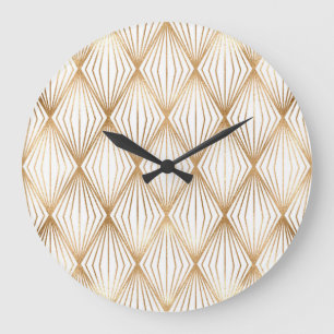 Gold rhombus tiles, geometric pattern. large clock
