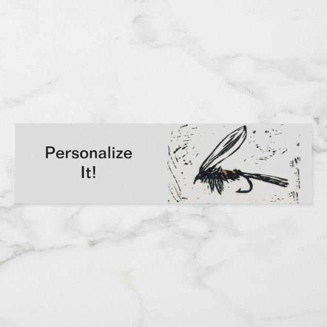 "Gold Ribbed Hare's Ear "fly tying fly fishing art Water Bottle Label (Single Label)