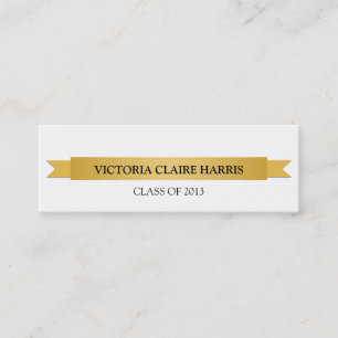 Gold ribbon banner student graduation name card