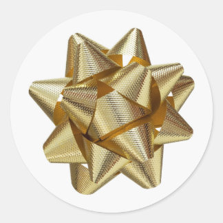Gold Ribbon/Bow Classic Round Sticker