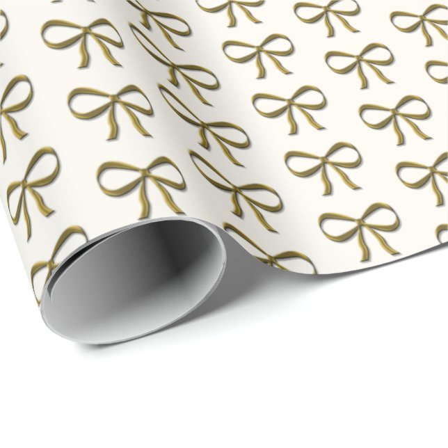 Gold Ribbon Bow Vintage Wrapping Paper (Roll Corner)