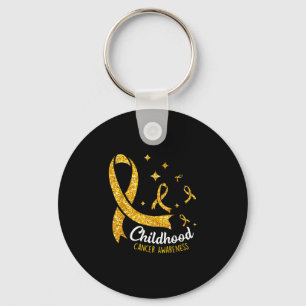 Gold ribbon childhood cancer awareness girls kids keychain