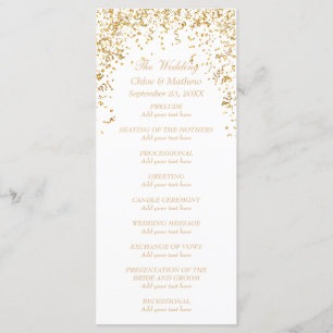 Gold Ribbon Confetti Wedding Program