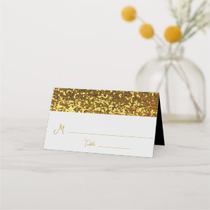 Gold Ribbon Diamond Brooch Wedding Place Card