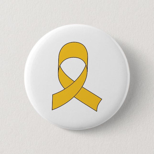 Gold Ribbon Drawing 2 Inch Round Button (Front)
