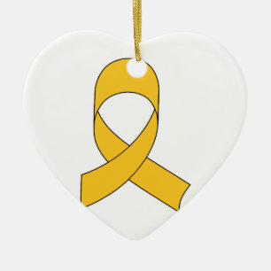Gold Ribbon Drawing Ceramic Ornament