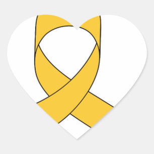 Gold Ribbon Drawing Heart Sticker