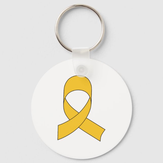 Gold Ribbon Drawing Keychain (Front)