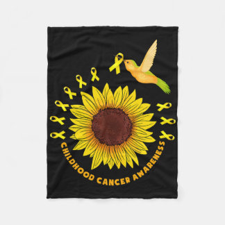 Gold Ribbon Flower Bird Support Childhood Cancer A Fleece Blanket