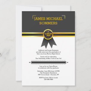 Gold Ribbon Graduate Invitation