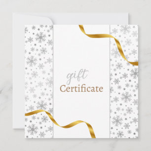 Gold Ribbon Modern Silver Snowflakes Gift Card
