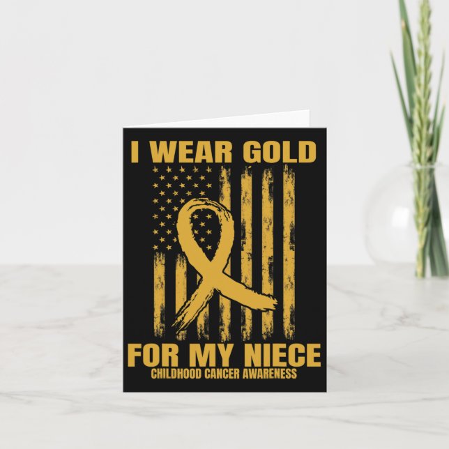 Gold Ribbon Niece Childhood Cancer Awareness Ameri Card (Front)