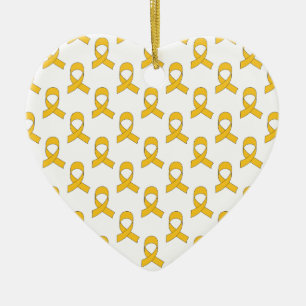 Gold Ribbon Pattern Ceramic Ornament