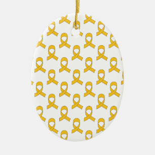 Gold Ribbon Pattern Ceramic Ornament