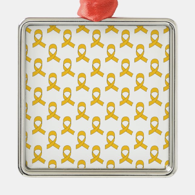 Gold Ribbon Pattern Metal Ornament (Front)