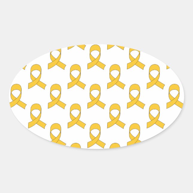 Gold Ribbon Pattern Oval Sticker (Front)