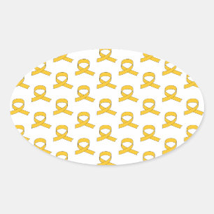 Gold Ribbon Pattern Oval Sticker