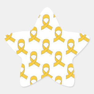 Gold Ribbon Pattern Star Sticker