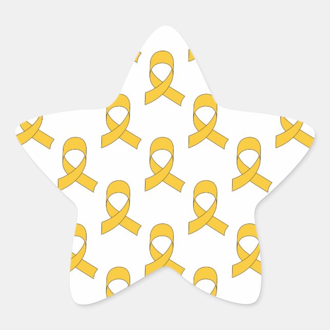 Gold Ribbon Pattern Star Sticker (Front)