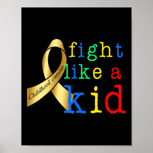 Gold Ribbon Retro Fight Like Kid Childhood Cancer Poster
