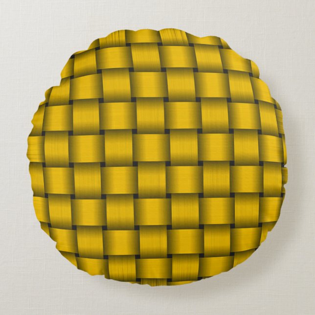 Gold Ribbon Round Pillow (Front)
