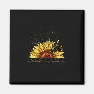 Gold Ribbon Sunflower Childhood Cancer Awareness M Magnet