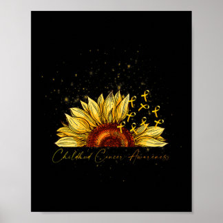 Gold Ribbon Sunflower Childhood Cancer Awareness M Poster