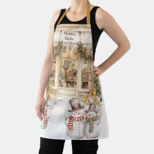 Gold Ribbon Winter Bakery Apron