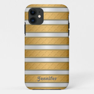 Gold Ribbons Stripes Personalized Art iPhone 11 Case