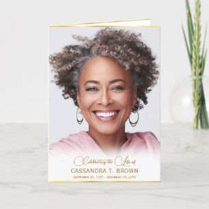 Gold Rim Photo Funeral Order of Service Folded Program