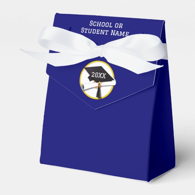 Gold Ring on Grad Cap Graduation Favor Box (Front Side)