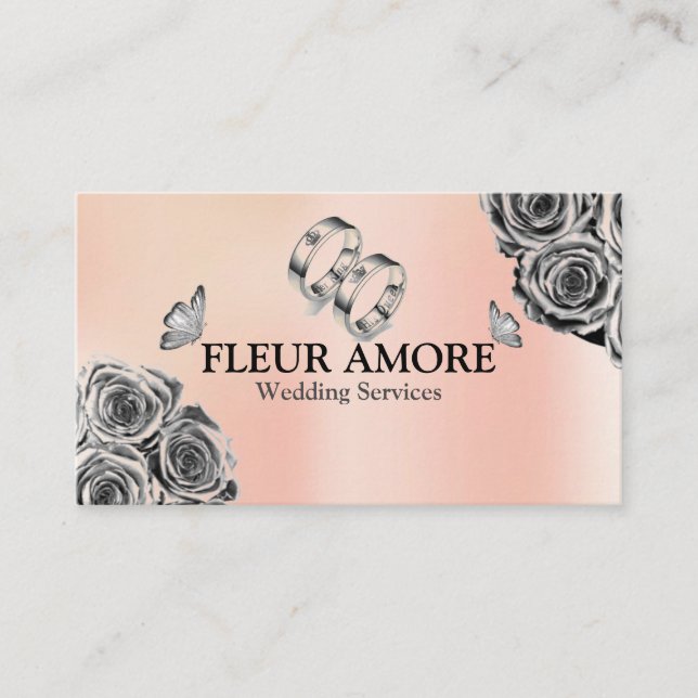 Gold Ring Planning Design Styling Wedding Services Business Card (Front)