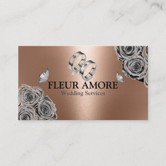 Gold Ring Planning Design Styling Wedding Services Business Card (Front)