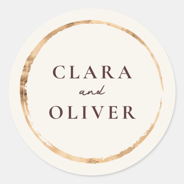 Gold Ring Tuscany Vineyard Wedding Envelope  Classic Round Sticker (Front)
