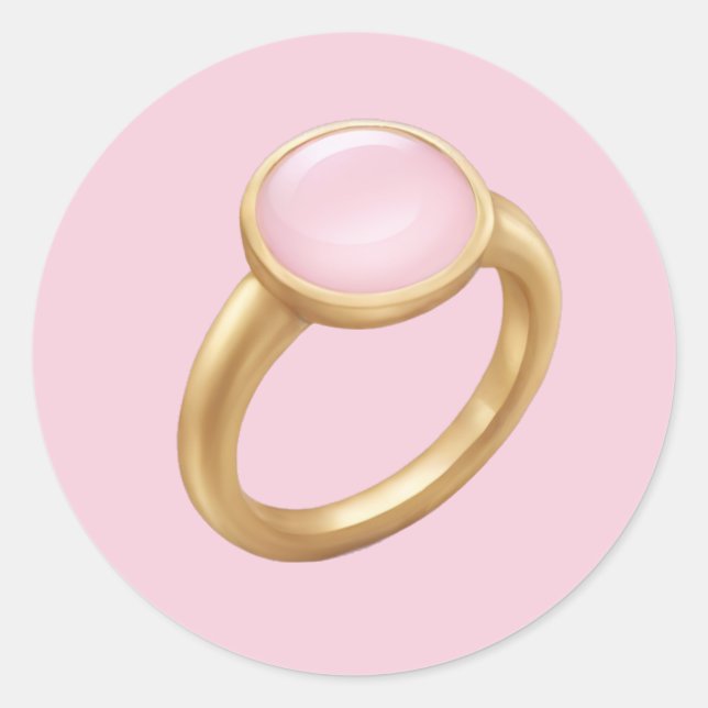 Gold Ring with Pink Gem Emoji Art Classic Round Sticker (Front)