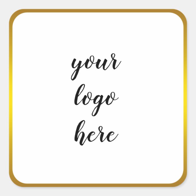 Gold  Rings Border Glitter Custom Logo  Square Sticker (Front)