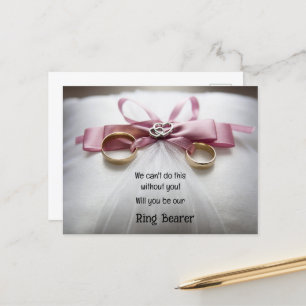 Gold Rings On A Satin Pillow Ring Bearer Announcement Postcard