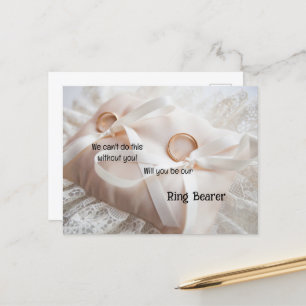 Gold Rings On A Satin Pillow Ring Bearer Announcement Postcard