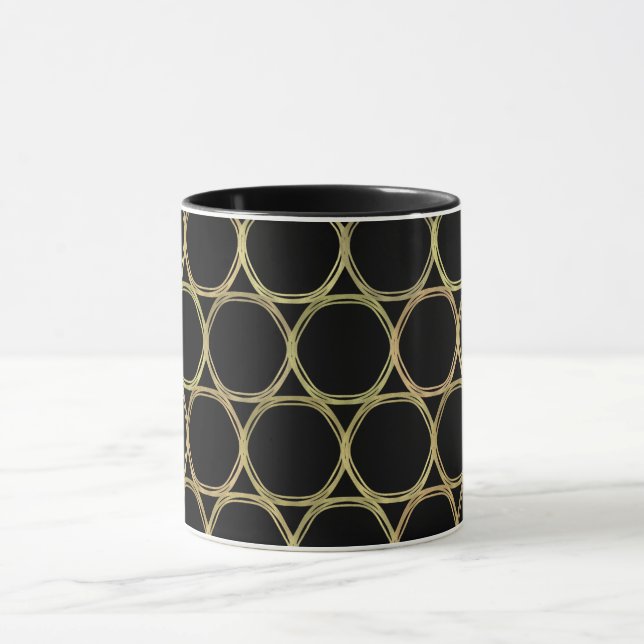 Gold Rings on Black Modern Chic Mug (Center)